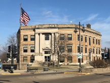 Exterior City Hall - Granite City with American Flag