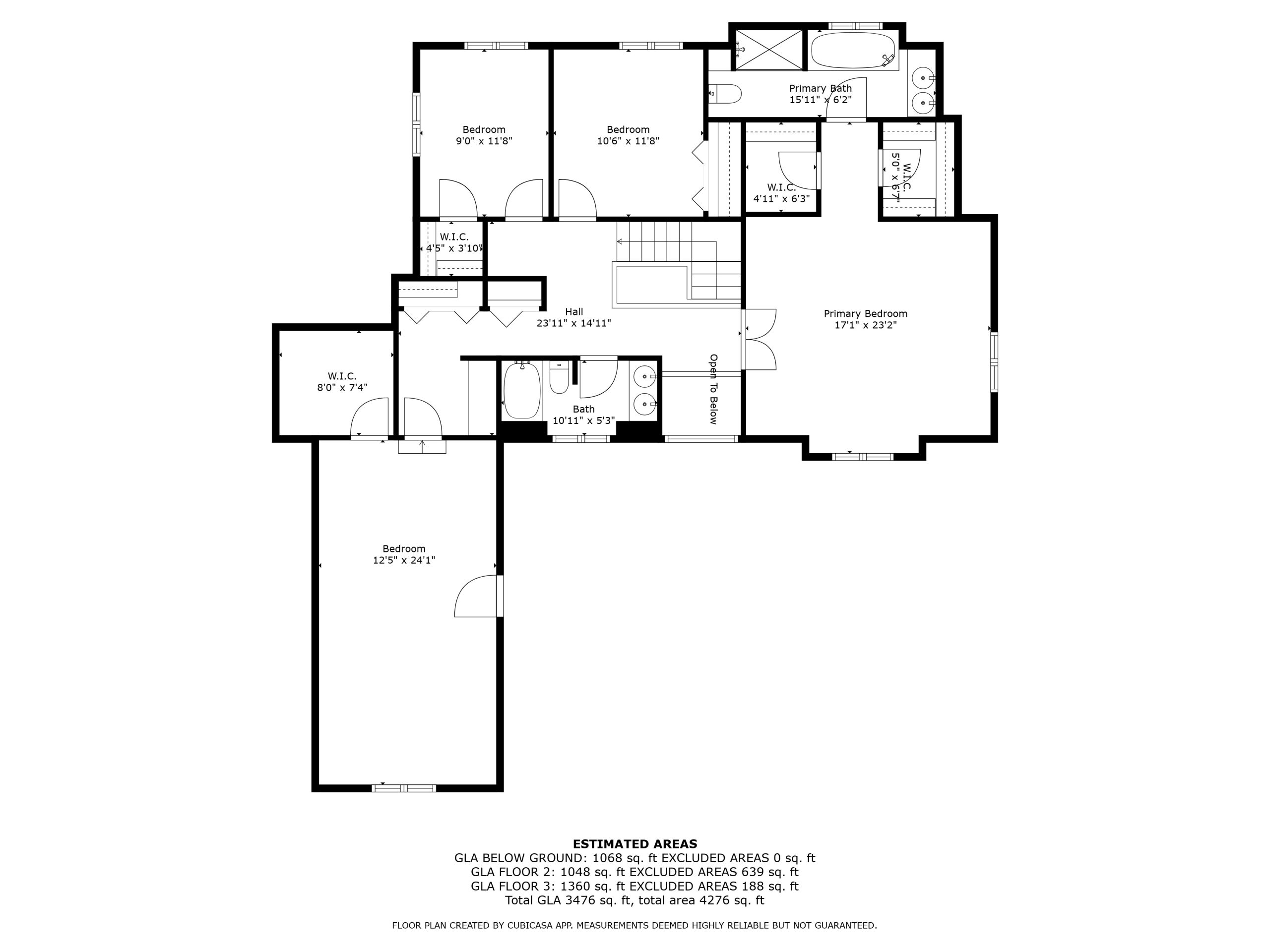 Floor plan, Upper level of home