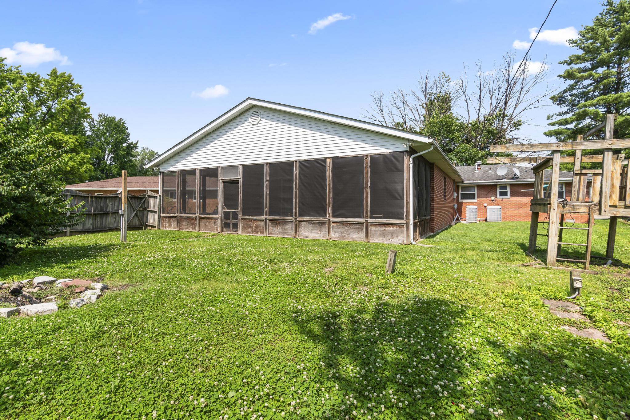 Exterior patio structure, backyard, lawn
