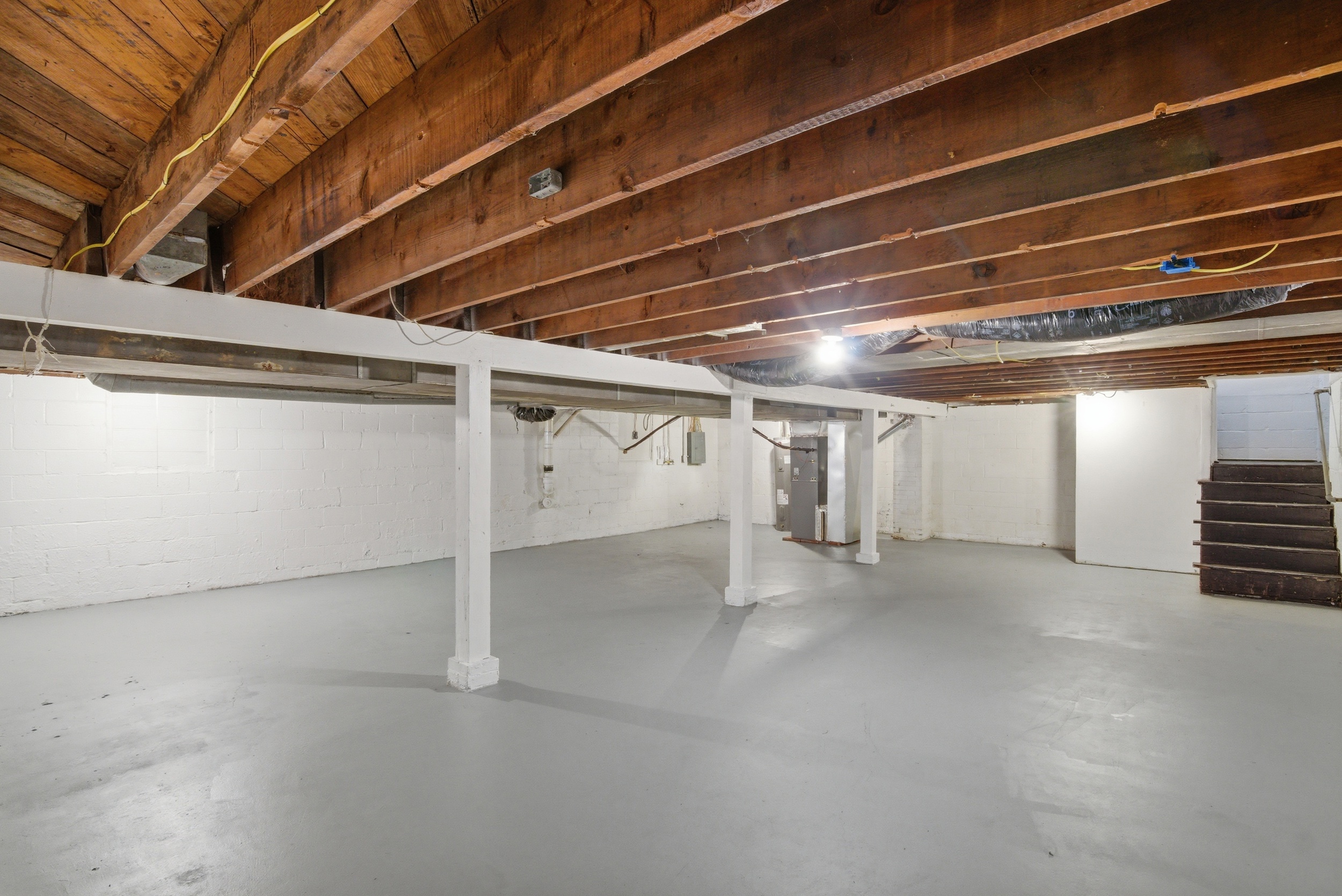 Completely open full basement, laundry hookups and utility area at 1929 Beckwith St. Madison.